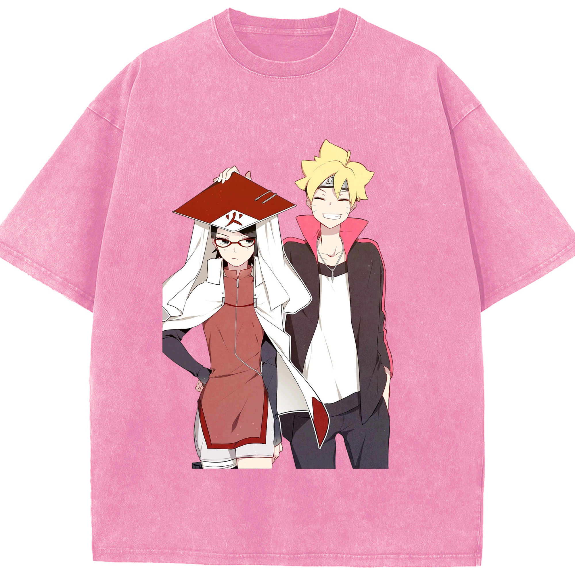 （画像用） NARUTO -ナルト- うちは サラダ Uchiha Sarada 綿100% ヴィンテージ風 半袖Tシャツ（フロントプリント）